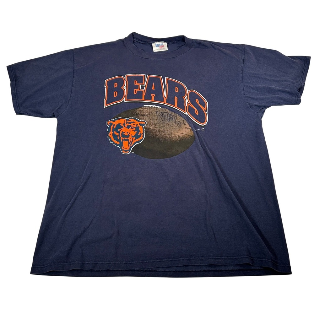 Vintage 1996 Chicago Bears NFL T-Shirt Locker Line Navy Blue Mens XL Graphic Tee